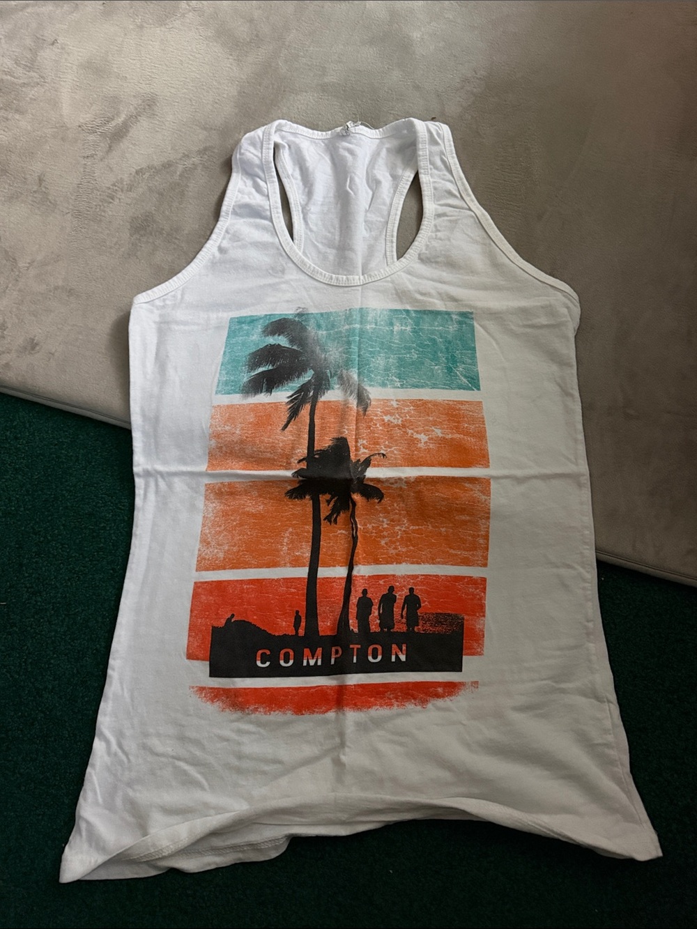Women’s White Racerback Tank with Compton Palm Graphic